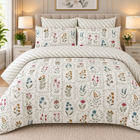 Garden Bloom Floral Bedsheet Set – 3-Piece King Size